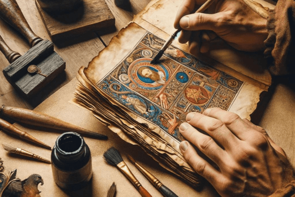 Preparação e Aplicação de Tinta Natural em Manuscritos: Técnicas do Estilo Renascentista