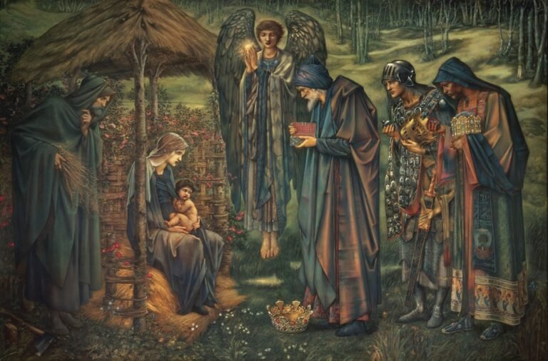 nascimento de jesus cristo - birth of Jesus Christ with three kings and angel painting